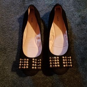 Sole Society Black Studded Bow Ballet Flats